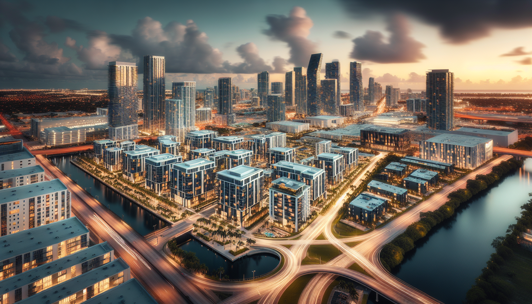 A professional, high-quality photograph showing Miami's Real Estate Renaissance: Unpacking the Current Landscape. Natural lighting, realistic scene, photorealistic style. Wide angle shot, 16:9 aspect ratio. Professional photography, detailed, high resolution. Context: real estate in miami. NO text, NO watermarks, NO logos. Clean, professional image.