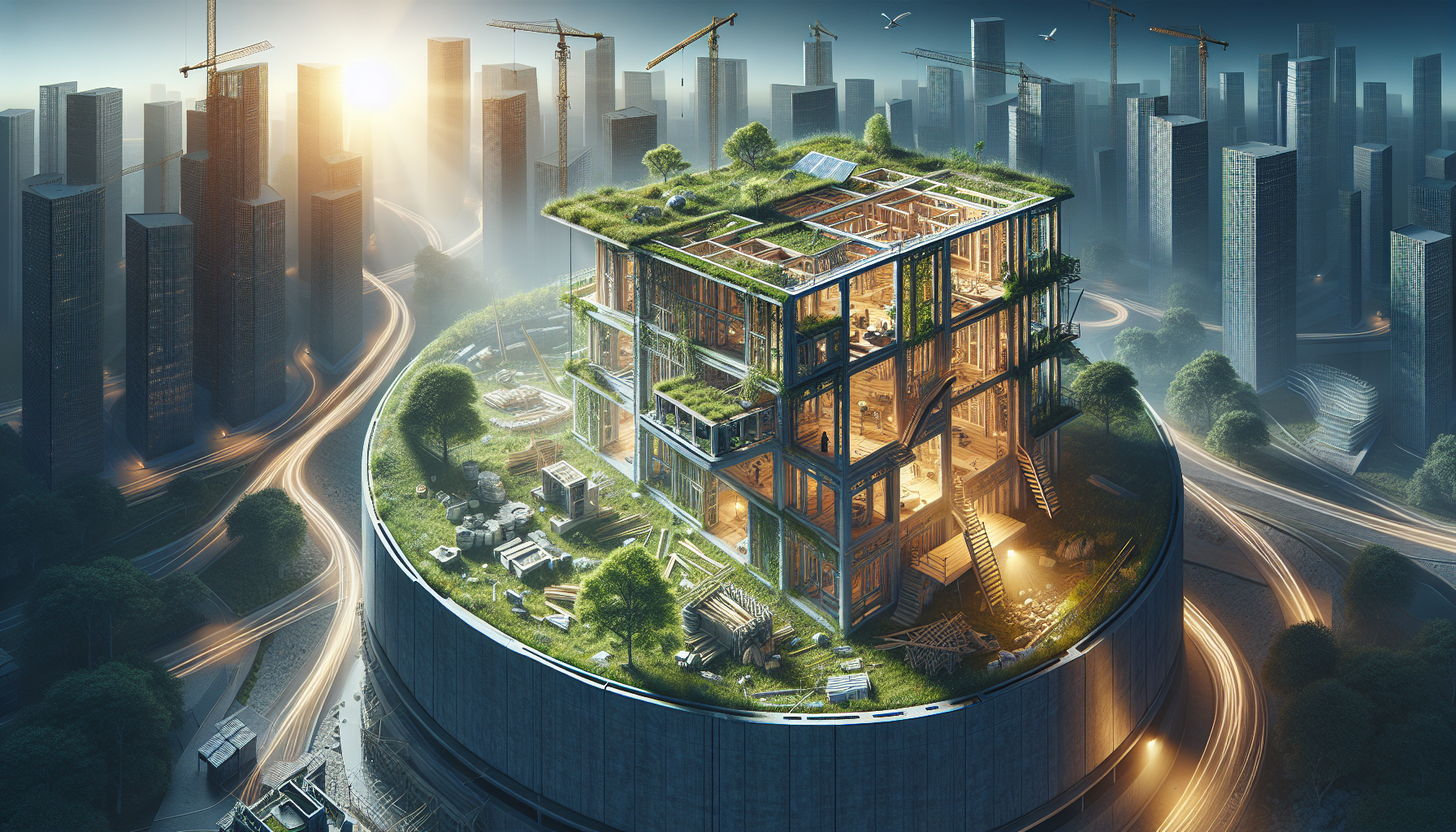 A professional, high-quality photograph showing Transformez Votre Habitat : Les Fondations d'une Rénovation Écologique. Natural lighting, realistic scene, photorealistic style. Wide angle shot, 16:9 aspect ratio. Professional photography, detailed, high resolution. Context: rénovation écologique. NO text, NO watermarks, NO logos. Clean, professional image.